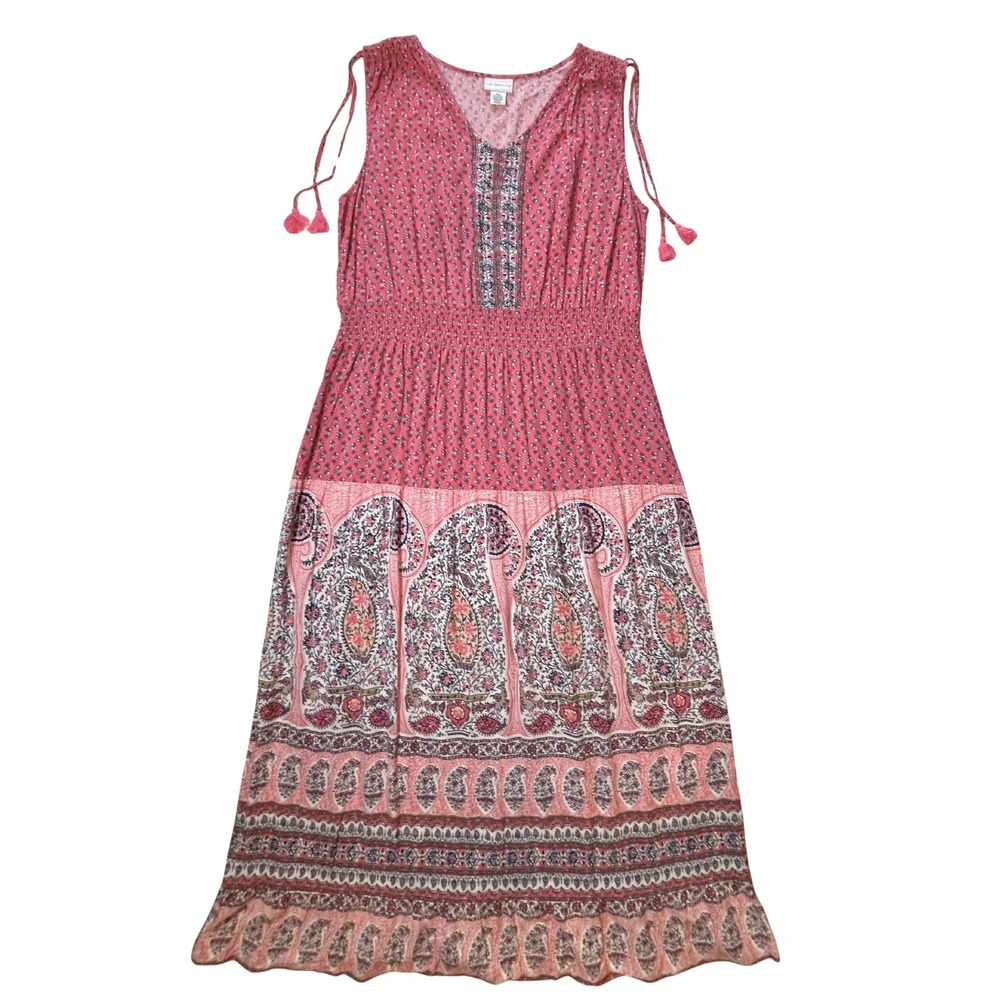 Vintage 90s Y2K‎ Pink Paisley Boho Maxi Dress Plus XXL Cottagecore Beachy Summer
